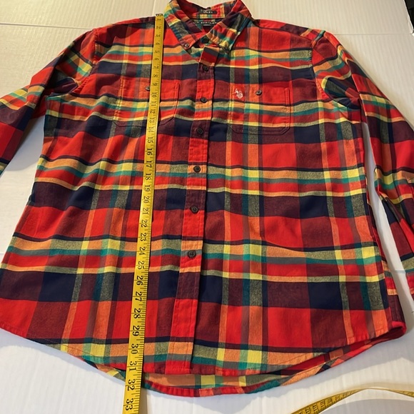 US Polo  Assn plaid button down shirt with stretch Men’s size Large - Picture 11 of 16